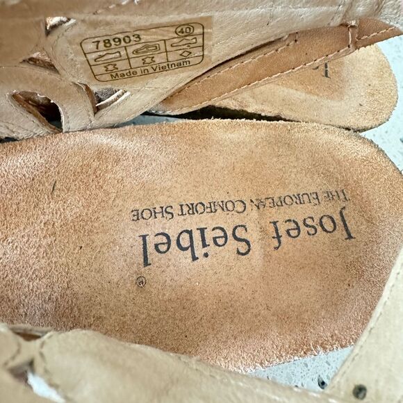 Josef Seibel Women's Ruth Tan Leather Cut Out Open Toe Comfy Sandals Size 40 EUC - Picture 6 of 12